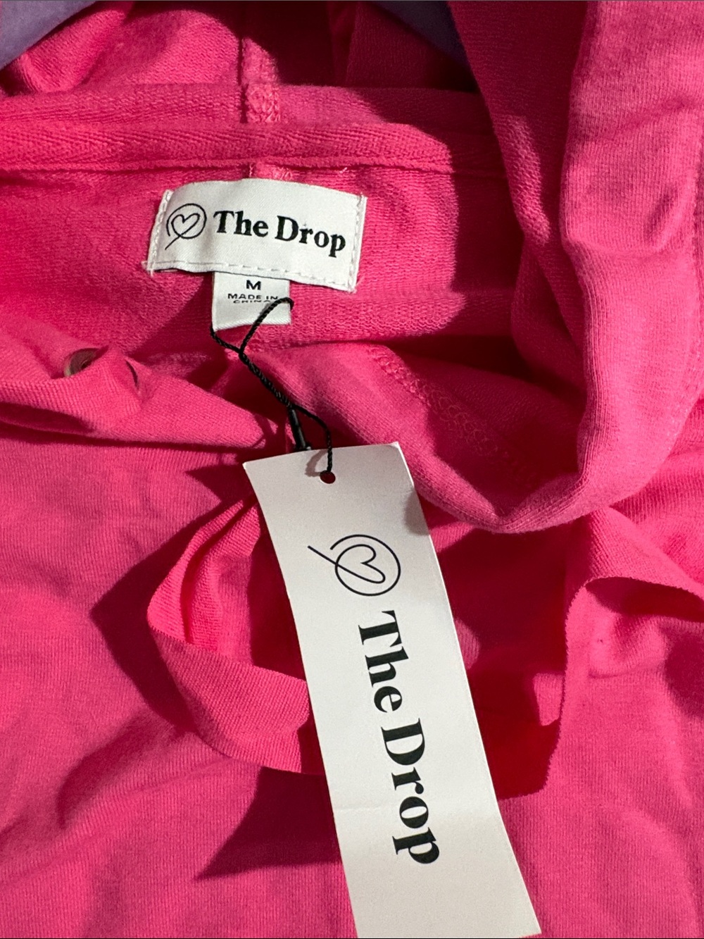 Women's Hot Pink Hooded Longline Sweatshirt - Picture 7 of 8